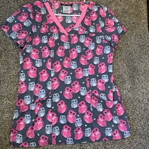 Gray/ Pink scrub top